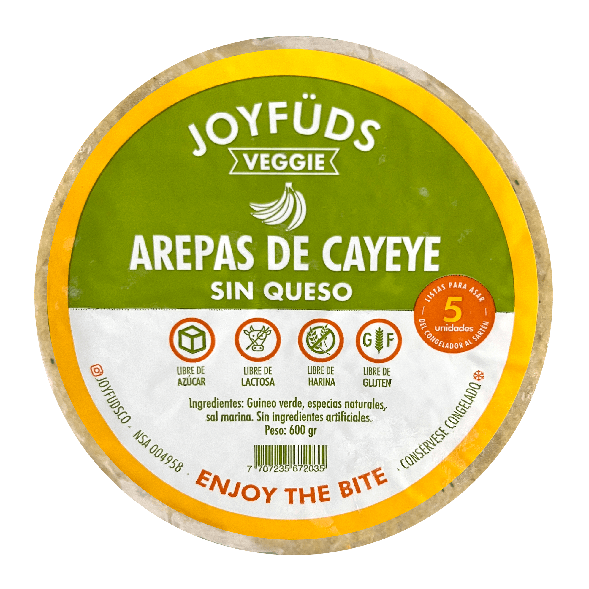AREPA DE GUINEO VERDE ( CAYEYE) SIN QUESO